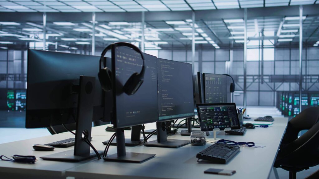NetStandard technician setting up VoIP phone system in Kansas City office